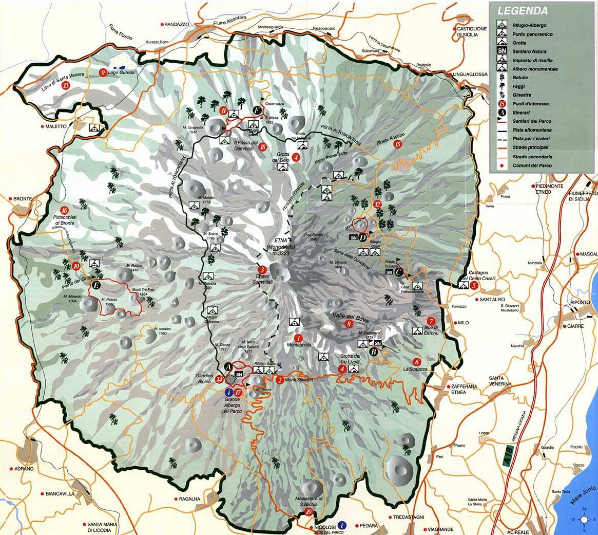 Карта велкана Этна