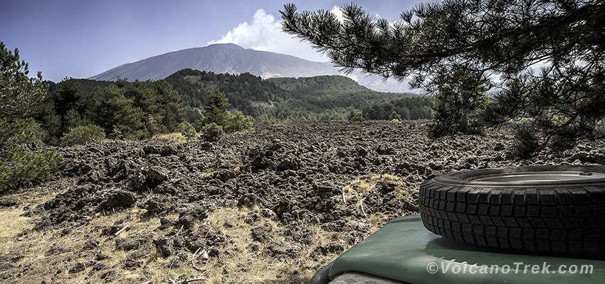 Lava fields along the way to the upper Etna slopes during our Etna 4x4 full day tour