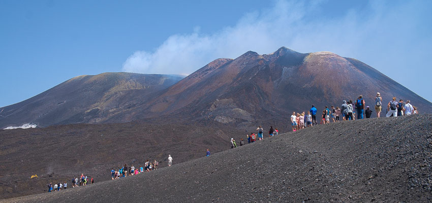 Lava fields along the way to the upper Etna slopes during a group Etna 4wd excursion