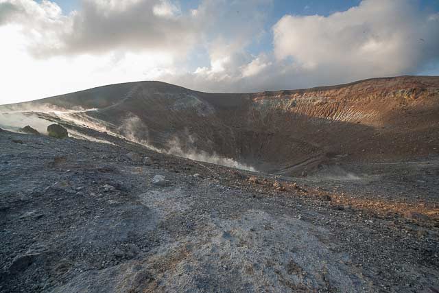 Vulcano island main crater and the fumarolic activity